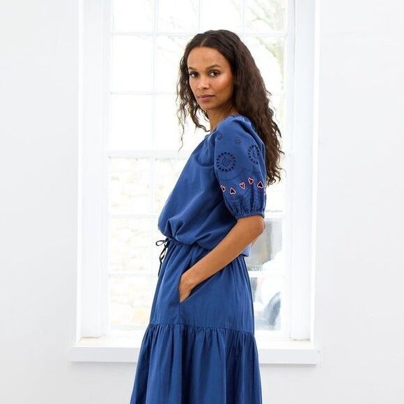 Kerri Rosenthal Lizzie Eyelet Blouse Top Heart Embroidered Cotton XS New 272481 - Picture 2 of 9